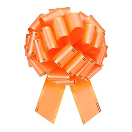 QUARKZMAN 16 Zoll Riesige Große Ziehschleife Große Metallische Autogeschenkschleifenband mit Goldrand für Hochzeitsgeschenke Geschenkverpackung Weihnachten, Orange