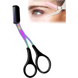 Tijeras para Cejas, Tijeras de Corte con Peine, Recorte de Cejas de Precisión, Tijeras de Cejas para Mujeres Fáciles de Usar, Tijeras para Cejas con Peine, Perfilador Recortador de (Negro)