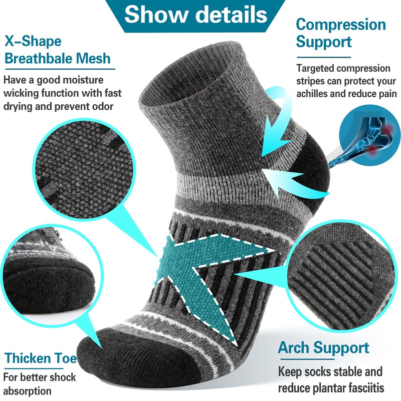 Merino Wool Ankle Hiking Running Socks Warm Winter Thermal Thick