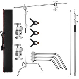SH C Stand with Boom Arm, Heavy Duty Photography Light Stand, 10.8ft Stainless Steel C-Stand Kit, 4.2ft Boom for Studio Softbox and Reflector