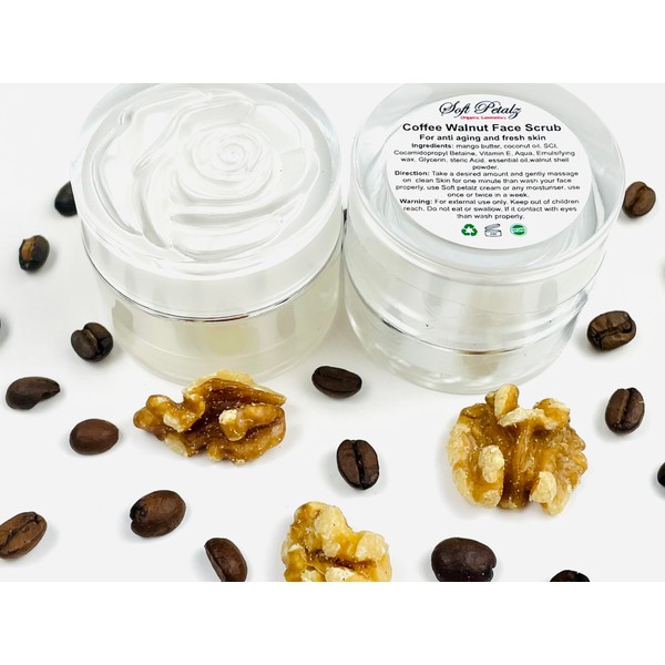 Soft Petalz Coffee Walnut Face Scrub, Anti-Aging Facial Exfoliator with