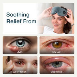 MyHalos Cordless Heated Eye Mask for Dry Eyes - Rechargeable Eye Heat Mask - Eye Warm Compress with Washable Cover - Sinus Heating Pad for Eyes, Styes & Blepharitis - MGD heated eye masks for dry eyes