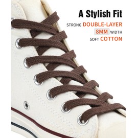 Handshop Wide Flat Athletic Shoelaces 5/16"(2 Pair) - Shoe Laces for Sneakers and Casual Shoes Replacements Brown 47 inch (120cm)