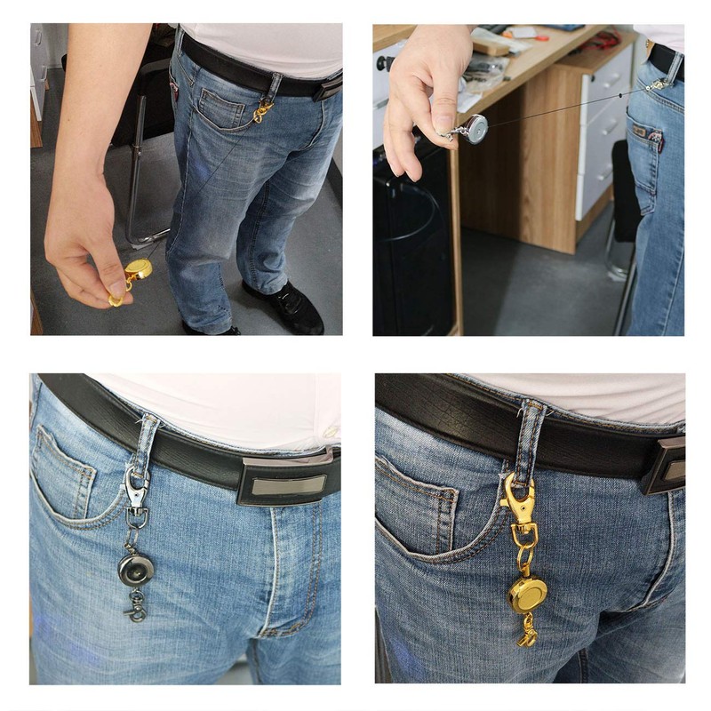 JCBIZ 1PCS Retractable Key Chain with Hook Zinc Alloy High