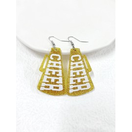 CHEER Megaphone Dangling Earrings Lightweigt Rugby Football Game Day Earrings for Fans Players, 1, Resin, No Gemstone