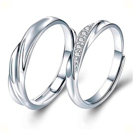 Clepsidra® Set 2 Anillos de compromiso unisex de Acero inoxidable. Anillos hombre resistentes y elegantes. Anillos de mujer uso diario. Accesorios y Joyeria para Mujer. Wedding ring. Engagement ring