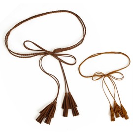 ILuvatar U33 - Cinturón trenzado de cuerda estilo bohemio para mujer, Café+café, 170CM