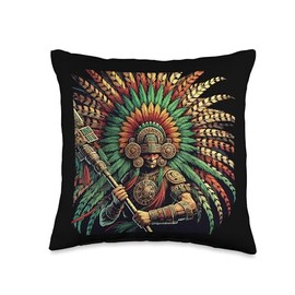 Penachos Aztecas Mexico Aztec Warrior Costume Men Mexican Throw Pillow