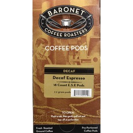 Baronet Coffee Single Decaf Espresso ESE Pods, 54 Count