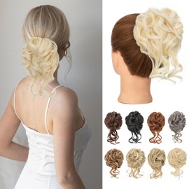 Benehair Messy Bun Hair Piece Wavy Curly Claw Clip Hair Bun Extensions Synthetic Hair Bun Donut Accessories Scrunchies Blonde Hair Pieces for Women(Blonde, 75g)