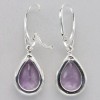 Amber America Drop / Pear Purple AMETHYST Teardrop Earrings Leverback