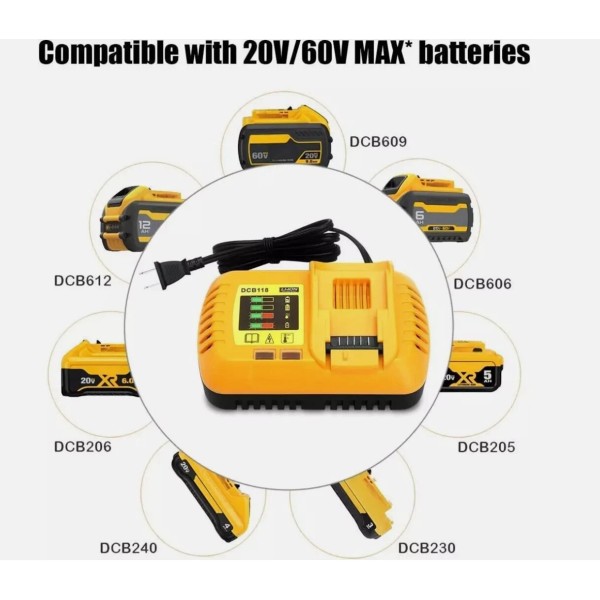 For DeWALT DCB118 20v/60v Rapid Charger for Dewalt 20v 60v