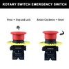 DMWD 22MM 600V 10Amp 1NO 1NC Red Mushroom Latching Emergency
