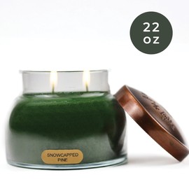 A Cheerful Giver - Snowcapped Pine - 22oz Mama Scented Candle Jar with Lid - Keepers of The Light - 125 Hours of Burn Time, Gift for Women, Green
