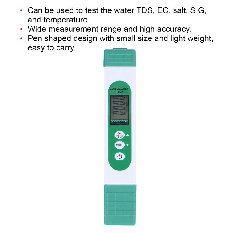 Water Quality Tester 5 in 1 TDS EC Salt S.G