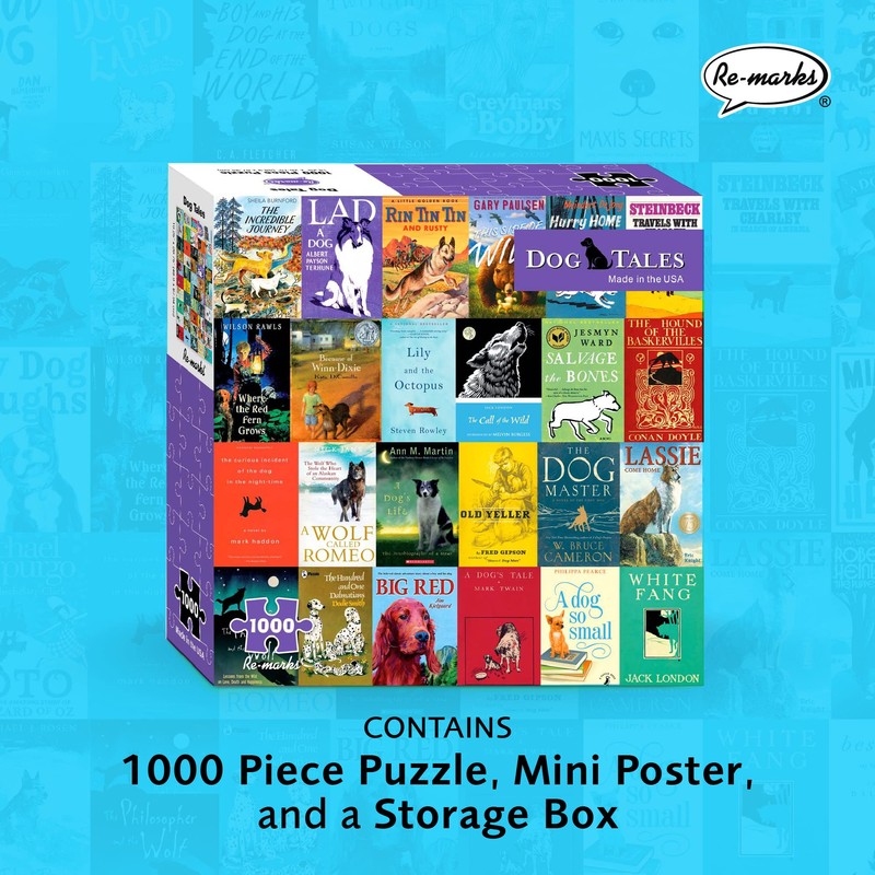 Re-marks “Dog Tales” Literary Collage Puzzle, 1,000-Piece Jigsaw Puzzle for