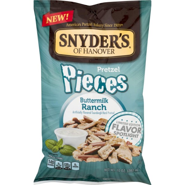 Snyders of Hanover Flavored Pretzel Pieces- 10 oz. Bags (Buttermilk Ranch, 4 Bags)