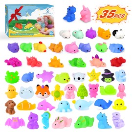 Squishies Mochi Squishy Toys 35pcs Party Favors for Kids Mini Squishy Kawaii Mochi Animal Squishies Cat Unicorn Squishy Mini Squeeze Stress Relief Toys for Kids Adults Treasure Box Toys, Random