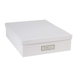 Bigso Oskar Fiberboard Label Frame Document Letter Box, 3.3 x 10.2 x 13.8 in, White