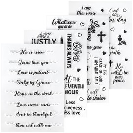 4 Sheets Words Clear Stamps for Card Making Silicone Sentiment Stamp with Scripture Greeting Words Pattern for Valentines Christmas Holiday Card and DIY Scrapbooking Journal (Scripture)