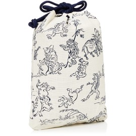 Whole Japan Drawstring Bag 7.9 x 11.0 x 0.6 inches (20 x 28 x 1.5 cm), Choju-Giga, White