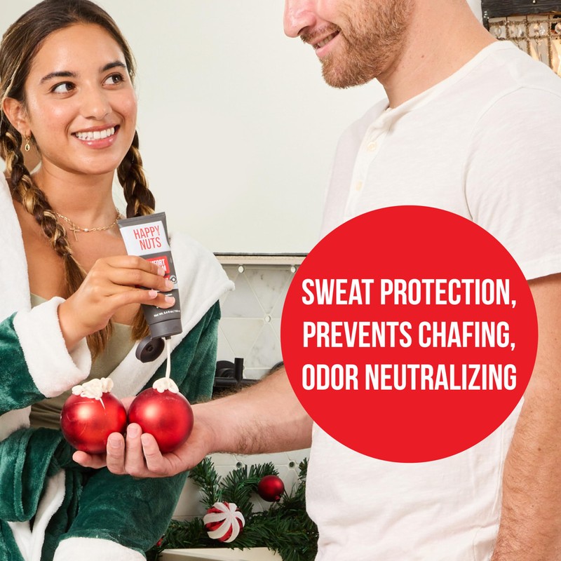 HAPPY NUTS Comfort Cream Deodorant For Men: Anti-Chafing Sweat Defense,
