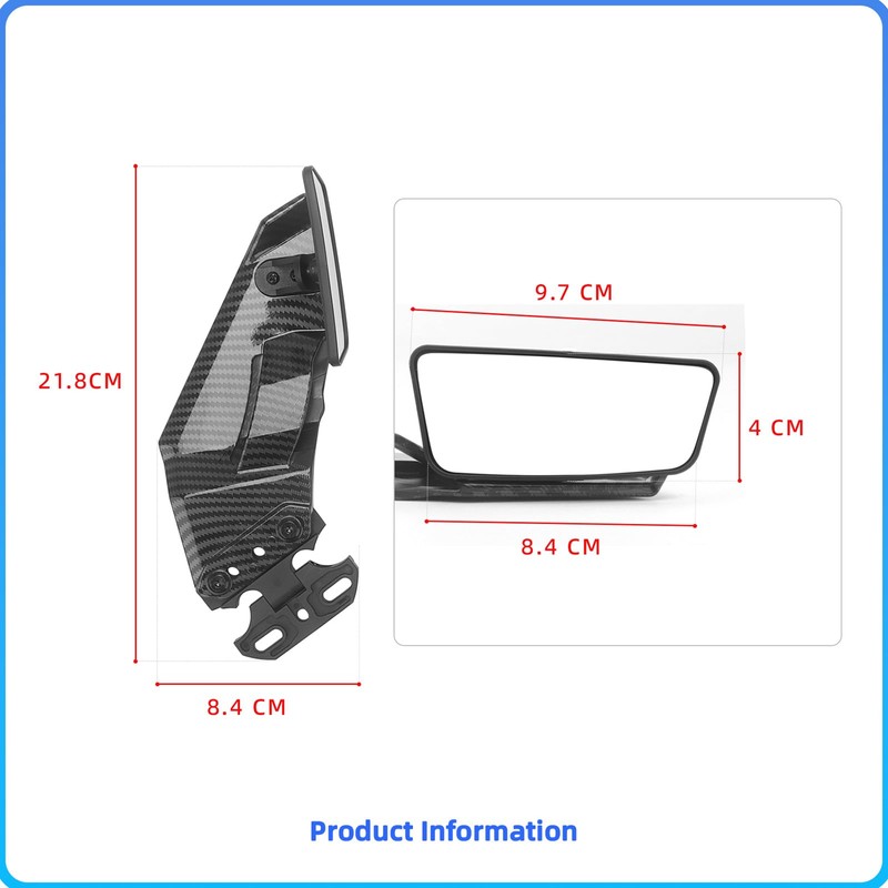 GZDLmoto Universal Motorcycle Rear View Mirrors, Fixed Wind Wing Side