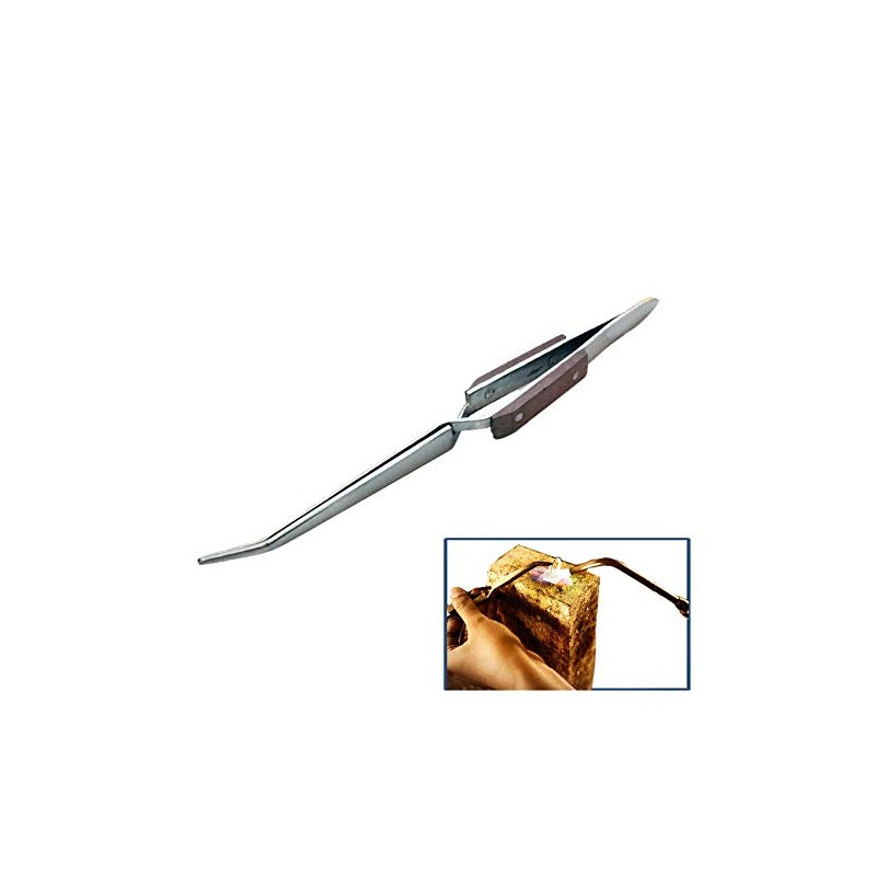 Tweezers Soldering Self Closing Fiber Grip Cross Locking 6-1/2" Bent