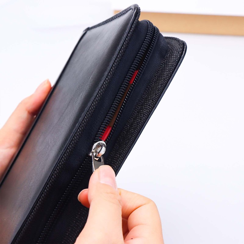 Black A6 Budget Binder Zipper PU Leather Binders Cover Refillable