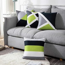 DILOXNSU Set of 4 Cushion Covers 45 x 45 cm Decorative Velvet Modern Art Pillow Case Square Light Green Grey Cushion Cover 18x18 Inch for Sofa Bedroom Outdoor Garden Chair Home Decor