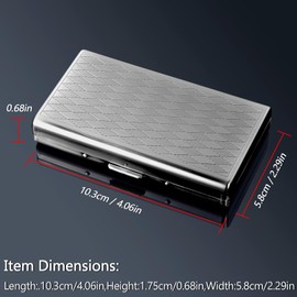 Goshentech Retro Diamond Pattern Metal Case 14 Compartments Metal Plated Antique Silver Double Sided Bank Card Holder Cash Box (100mm King Size) (Antique Silver)