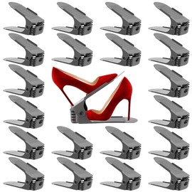 Neprock Shoe Organizer for Closet, Shoe Storage Organizer Shoe Slots, Shoe Rack Organizer Space Saver Organizador De Zapatos for Closet Organization(20-Pack)(Grey)