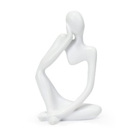 INNOLITES Resin Statue Thinker Style Decoration Abstract Sculptures Collectible Figurines for Home Decor Modern Office Shelf Desktop（White Left）