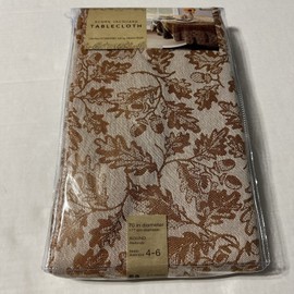 Acorn Jacquard Autumn Fall Tablecloth 70”