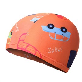Swim Cap, Kids Swim Cap, Swimming Cap, Swimming Cap, Swimming Cap, One Size Fits Most, Loose Fit, Boys, Girls, Unisex, Kids, Students, Quick Drying, For Hot Springs, Pool, Sea Bathing (Car Orange)