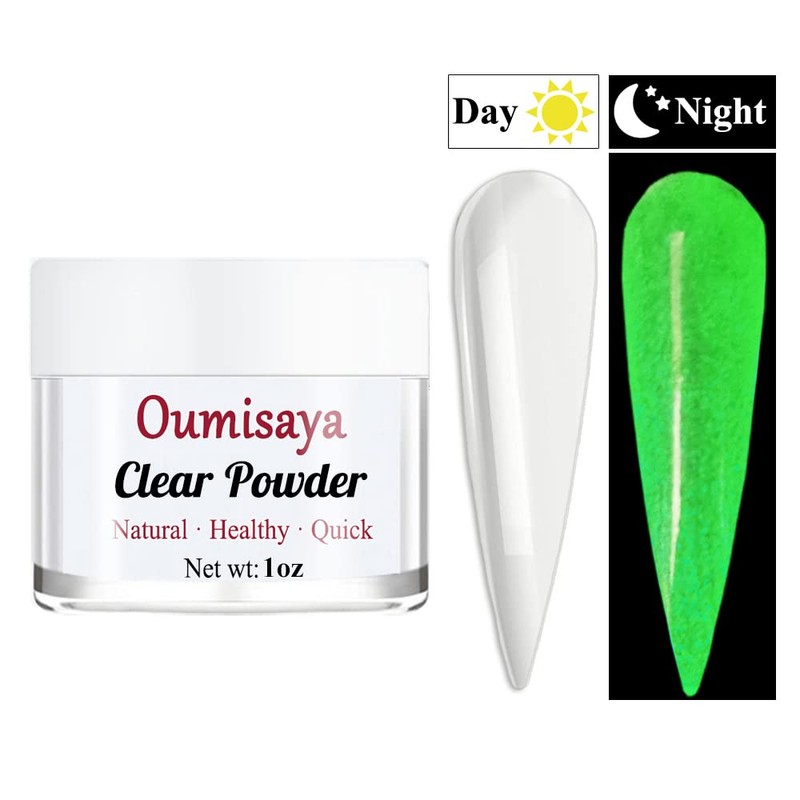 OUMISAYA Glow in the Dark Clear Nail Dip Powder 1OZ