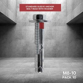 DOJA Industrial | Anchor Bolts M8-10mm | Pack 25 | Expansion Bolt Anchor Plugs Heavy Duty | Concrete Fixing Plasterboard Wall Anchors | Rawl Screws for Wall Plug Plaster Wall Cavity Hollow Fixings