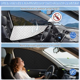 ZATOOTO Car Window Shades for Outback 2015-2020 Front Window, 2 Pack Side Window Sun Shade Double Layer Car Window Covers for Driver UV Protection, Privacy Blackout & Breathable Mesh Window Screen