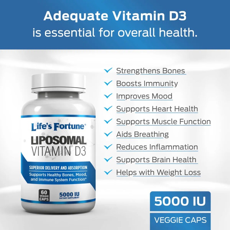 Lifes Fortune Vitamina D3 Liposomal 5000 Iu 60 Cpsulas