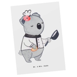 Mr. & Mrs. Panda Postkarte Beiköchin Herz - Geschenk, Grußkarte, Restaurant, Geschenkkarte, Küchenhilfe, Jubiläum, Einladungskarte, Spülhilfe,