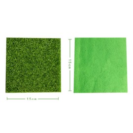 4 Pcs 15cm Square Artificial Grass Tiles Green Realistic Grass Rug Small Turf Patch Fake Craft Grass Miniature Grass Mat Piece for Garden Dollhouse