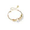 Kaipink Orange Blossom Flower Kumquat Pearl Enamel Bracelet Jewelry Gift