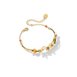 Kaipink Orange Blossom Flower Kumquat Pearl Enamel Bracelet Jewelry Gift Juicy Grape Mothers' Day