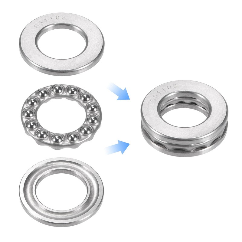 sourcing map S51103 Thrust Ball Bearing 17mm Bore 30mm OD