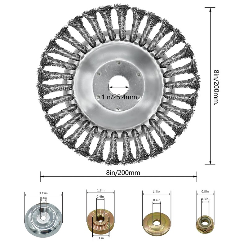 Unbreakable Steel Wire Rotary Brush Cutter Trimmer Head,8 Inch