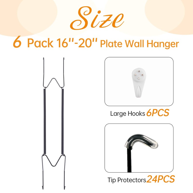6 Pack Plate Hangers for The Wall, Suitable for 16-20