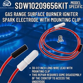 Supplying Demand W10209656 W10112313 Gas Range Surface Burner Igniter Spark Electrode with Mounting Clip Replacement Model Specific Not Universal