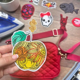 Embroidered Apple Iron On Patches - Decorative Patch Embroidered Applique - Fruit Motif for Clothing Bags Jeans - Fashion Patch Trendy Yellow Red