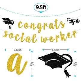 Congrats Social Worker Banner, Congrats Grad/We Appreciate You, 2024 College/Universary Graduation Party Decorations Supplies