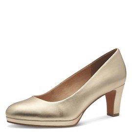 MARCO TOZZI Women's Vegan Court Shoes with Funnel Heel, gold